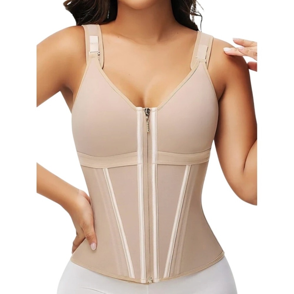 Waist Shapewear Bra Sz 3XL Tummy Control Girdle Adjustable Shoulder Strap Nude